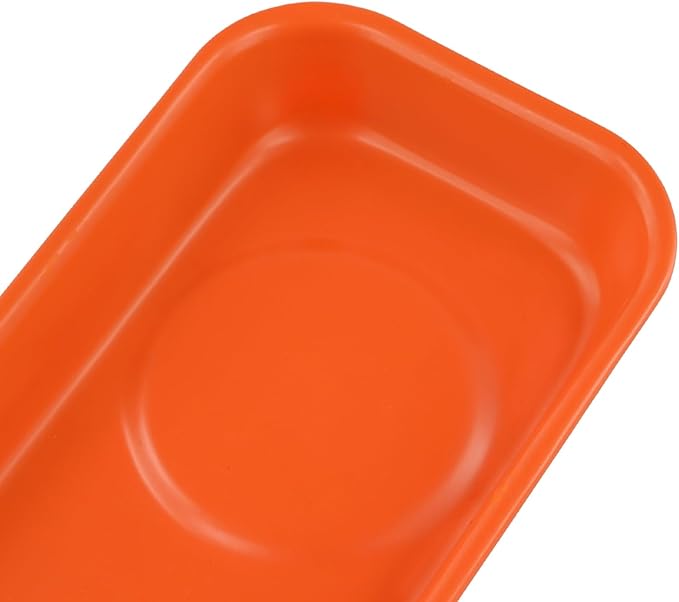 16 PCS Orange Magnet Screw Trays, 2 Sizes Stainless Steel Magnetic Parts Trays, Orange Magnetic Tool Tray for Collecting Nuts, Screws, Bolts, Small Parts 5.9x2.5/3.6x2.4 inch