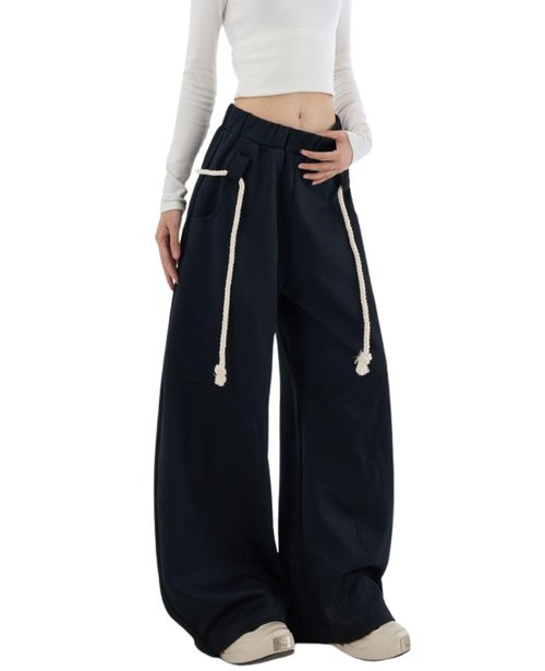 BeRamg Baggy Sweatpants for Women Men High Waist Wide Leg Sweatpants Oversize Barrel Pants Casual Trousers(Black2-XL)
