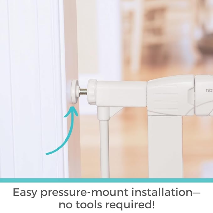 Toddleroo by North States - Extra Wide Bright Choice Baby Gate: Pressure Mounted Baby Gate for Doorways with Glow in the Dark Handle - Adjustable 29.75 to 52 Inches Wide - 30 Inches Tall - White