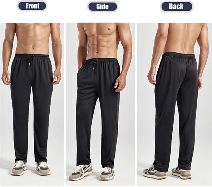 ZH Men's Sweatpants - Lightweight Quick-Dry Joggers with Pockets for Workout & Lounge | 3 Pack