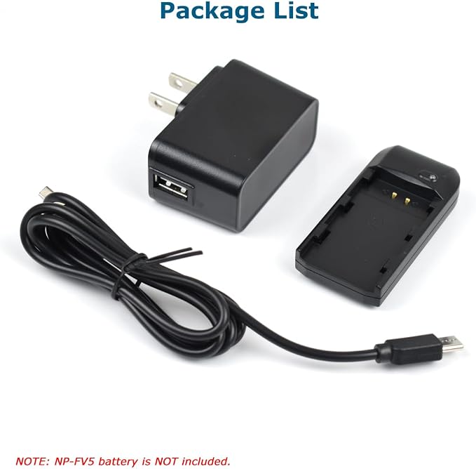 NP-FV5 Battery Charger with Charging Plug and USB Cable