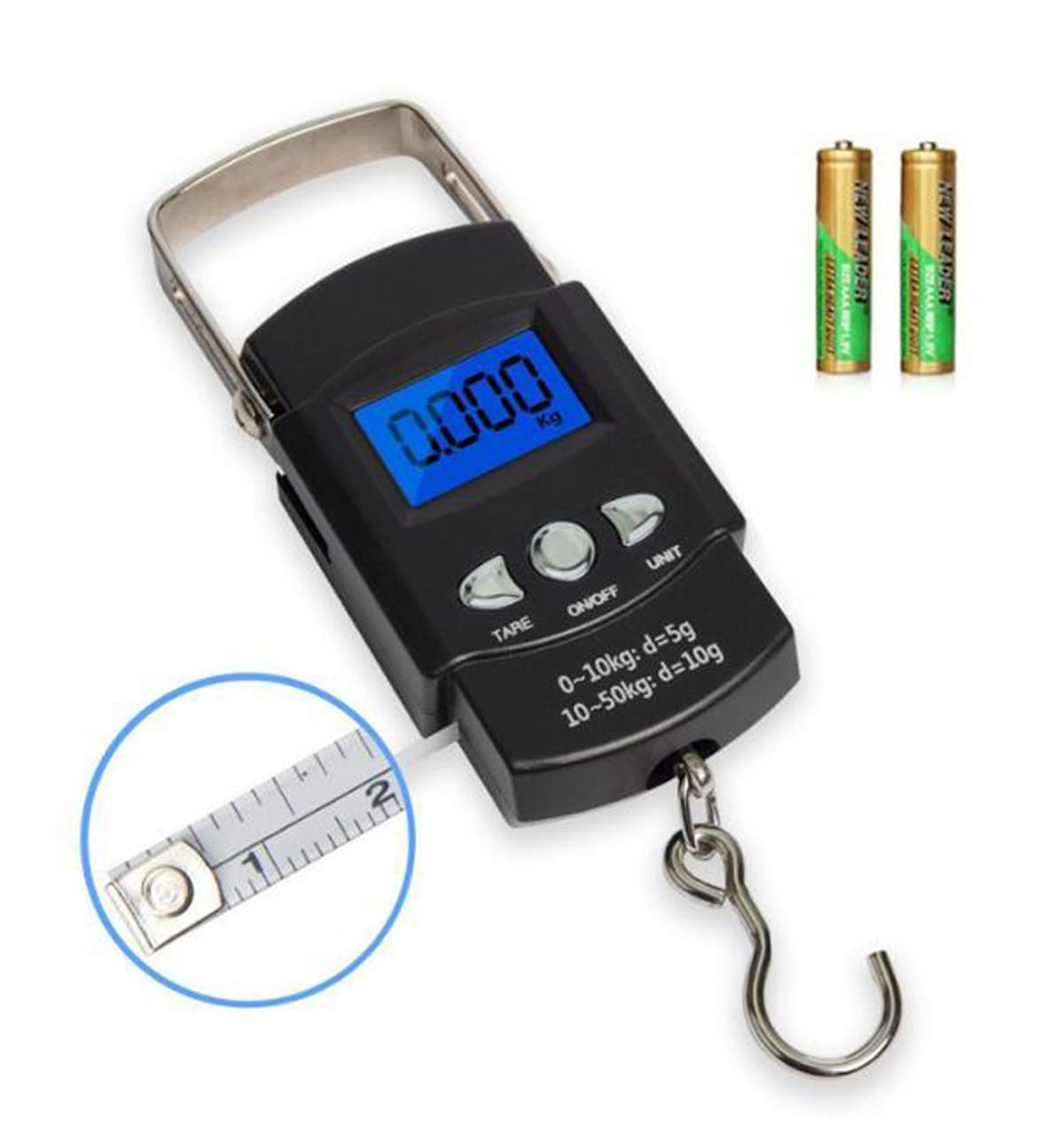 TXY Portable LCD Fish Scale - 50kg/110lb Capacity with 1m Ruler Tape for Accurate Weighing