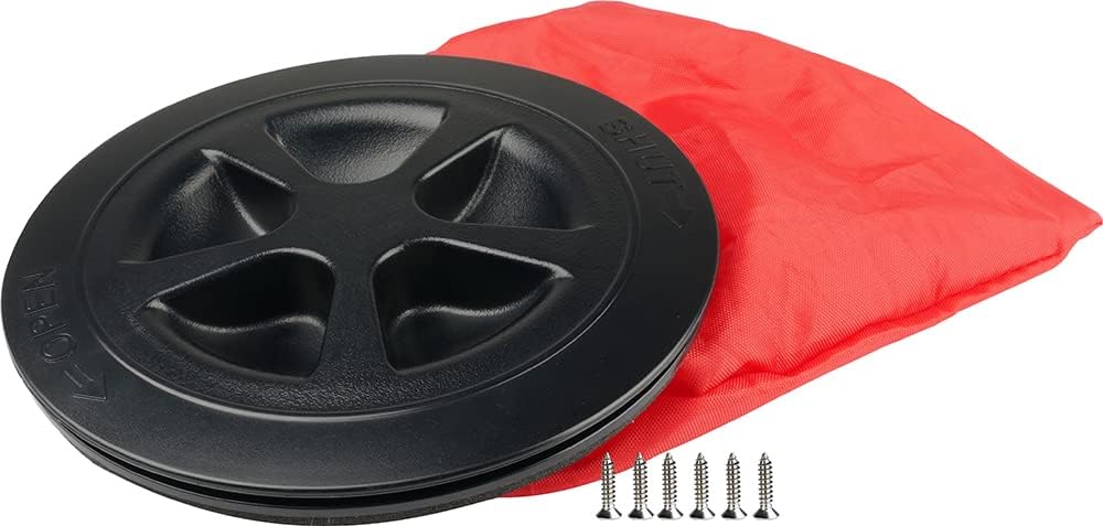 SEAFLO Deck Plate Hatch - Marine Boat & Kayak Accessory | 4" Black with Storage Bag