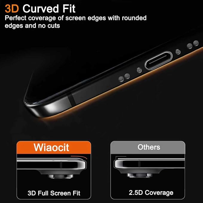 Wiaocit 3 Pack Tempered Glass Screen Protector