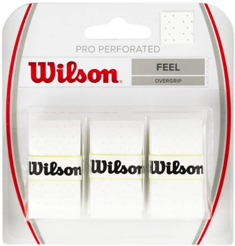 Wilson Perforated Pro Tennis Racquet Overgrip - White | 3-Pack for Enhanced Grip and Control