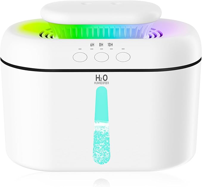 SZO Humidifiers for Bedroom Large Room, 2.5L Dual Nozzle Cool Mist Humidifier for Baby, 16dB Ultra Quiet, Top Fill, Slim Flat Design for Nightstand, Auto Shut-off