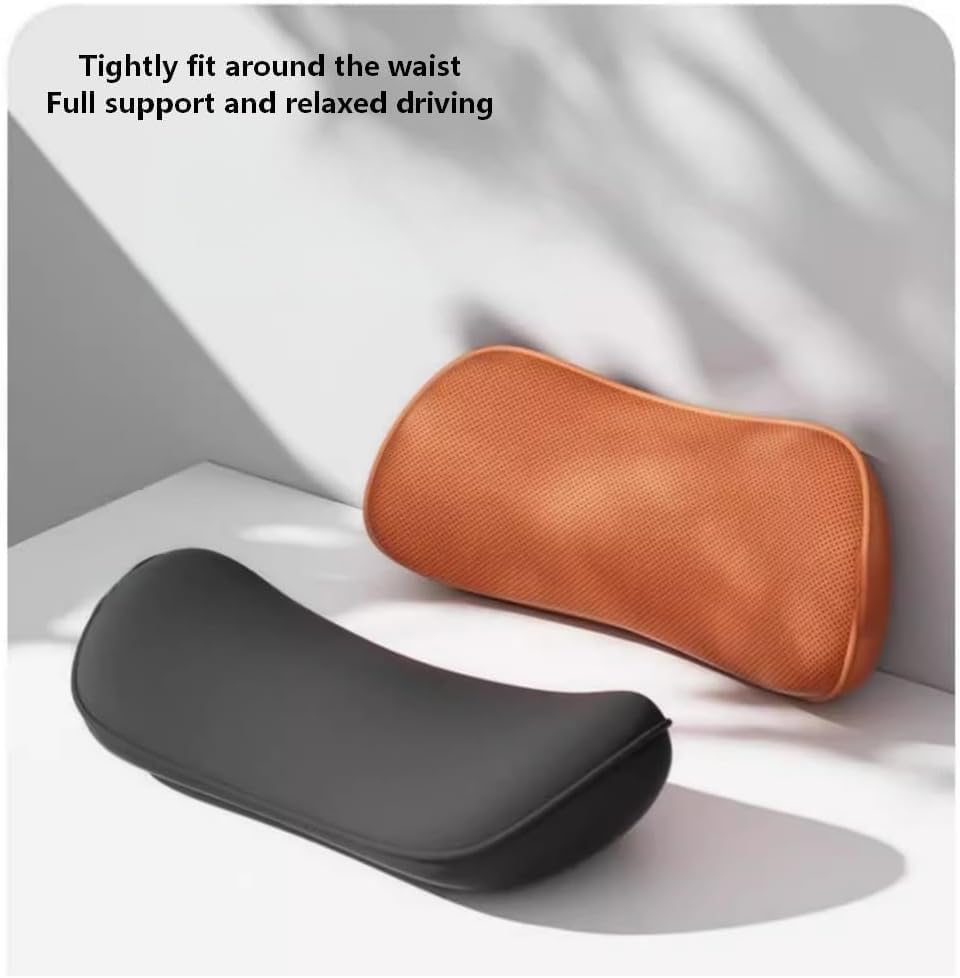 Lumbar Support Pillow for Car, Memory Foam Lumbar Pillow for Lower Back Pain Relief - Back Cushion for Driving, Chair Support for Car-Office Chair, SUV Waist Pillow - Orange