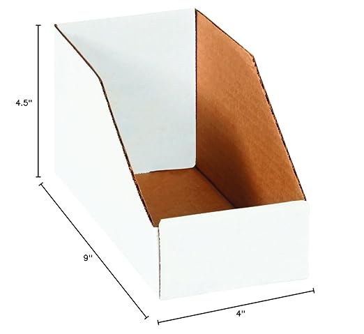 Box USA BBINBIN49 Open Top Bin Boxes, 4" x 9" x 4 1/2", Oyster White (Pack of 50)