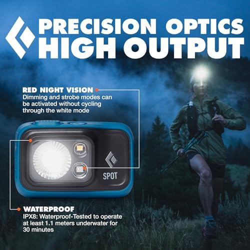 BLACK DIAMOND Spot 400 Headlamp, AAA Powered, Dimmable, Waterproof, BD Azul