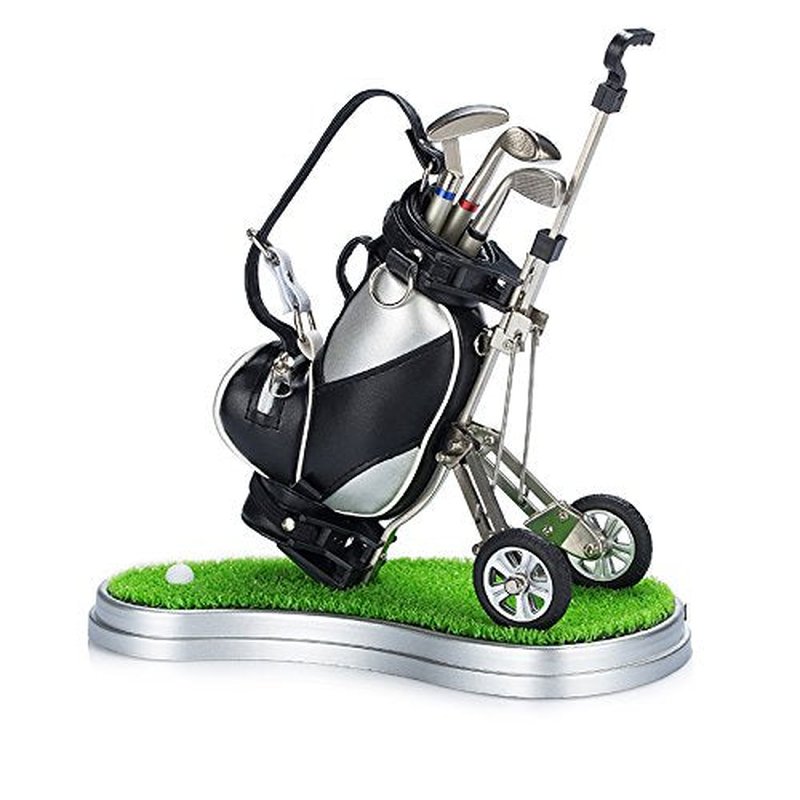 Seadream Golf Gift Set,Golf Pen Holder Set with Lawn Base and 3 Pens (Silver+Black)