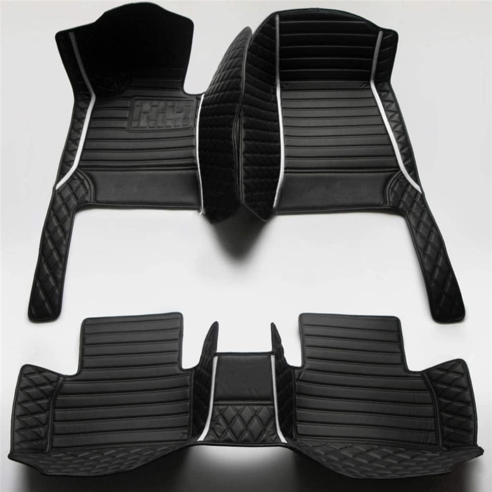 Custom Car Floor Mat Compatible with BMW Mercedes-Benz Toyota Cadillac Lexus Honda Infiniti Nissan Hyundai Kia Audi All Models Cars Sedans SUVs Automotive Mats (Black and White bar)