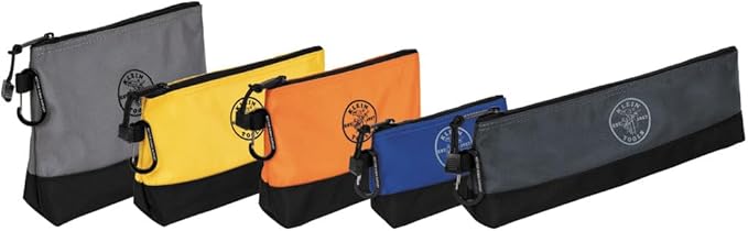 Klein Tools 70553 31-Piece Pro Folding Hex Key Set with 5-Pack Stand-Up Zipper Tool Pouch Bag Set
