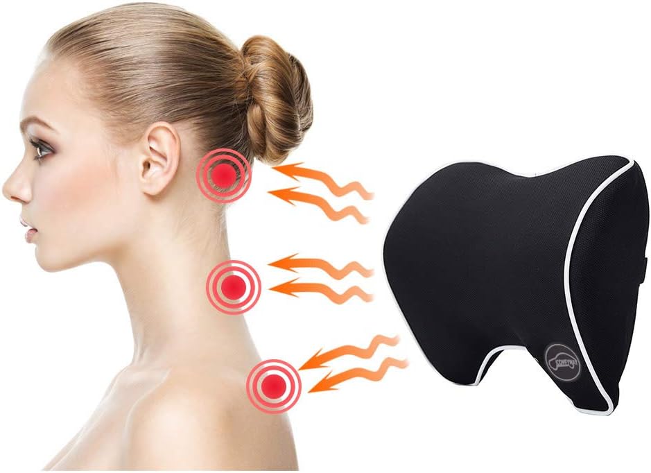 Car Neck Support Pillow for Neck Pain Relief When Driving,Headrest Pillow for Car Seat with Soft Memory Foam – Black