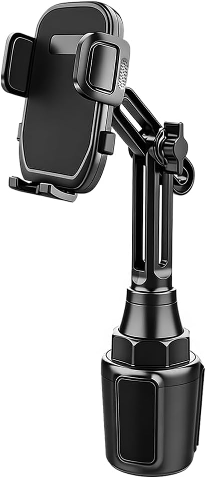 Car Cup Phone Holder, 360° Rotation Adjustable Vehicle Cup Cell Phone Mount with Expandable Base, Automotive Interior Smartphone Holder, Universal for SUV RV Truck