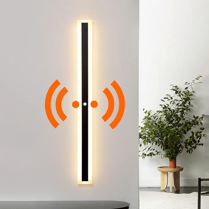 Minimalist Linear LED Sensor Wall Light, Human Body Motion Activated Long Strip Wall Sconce s - Indoor Bedside Lamps for Hallway, Bedroom, Indoor Lighting Fixture