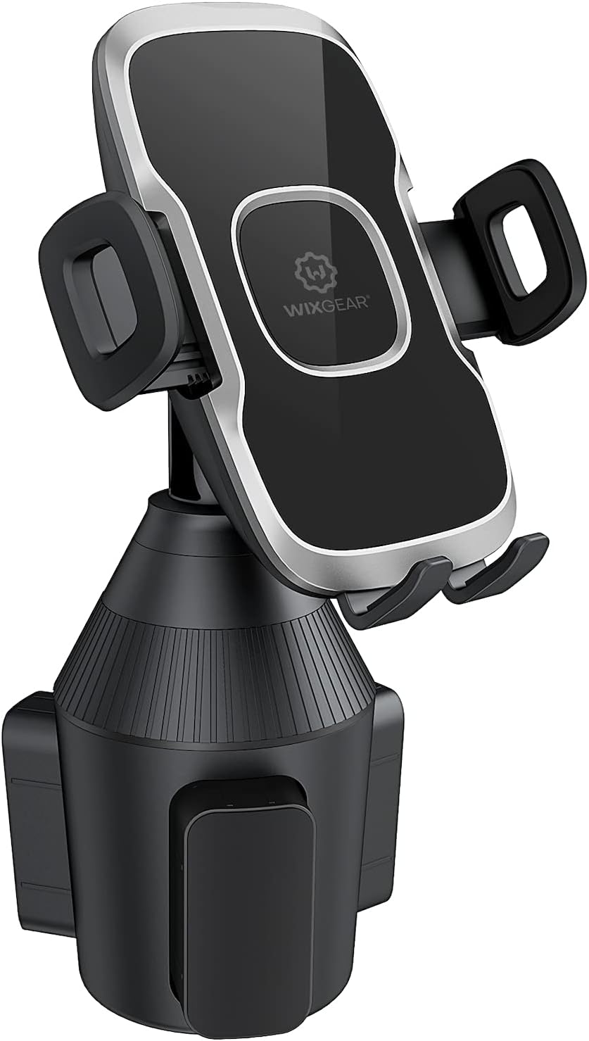 Cup Holder Phone Mount with Adjustable Neck, Cellphone Holder for Car, Upgraded Cup Phone Holder for Car, Compatible with iPhone, Samsung, Google, Expandable Side Arm, Sturdy Base