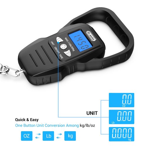 Dr.meter Fish Scale - Digital Fishing Scale with Backlit LCD Display & Measuring Tape - 110lb Capacity