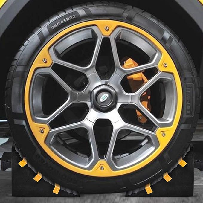 Heavy Duty Rubber Wheel Tire Chock 10" L x 6" W x 7.3" H, Front and Back for Camper, Trailer, RV, Truck, Car, Vehicle and RV (4-Pack)