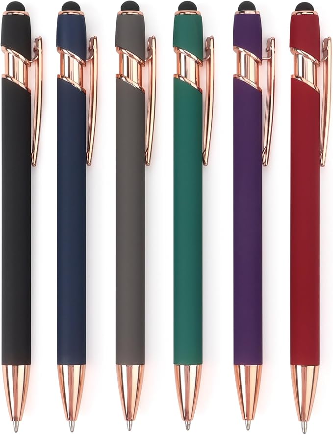 6 Pack Ballpoint Pen 2-in-1 Stylus Retractable Ballpoint Pen