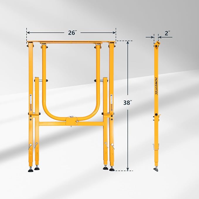 POWERTEC Folding Work Stand for Router Tabletop - Adjustable Height 32.7" to 35", Heavy Duty Steel, Portable Workbench Stand (UT1010)