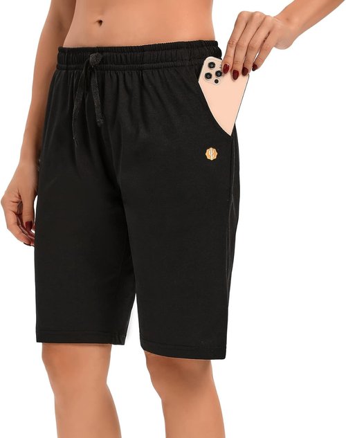 LUCKYCATCUS Women's Bermuda Shorts - Comfortable Jersey Athletic Shorts with Pockets | Knee Length