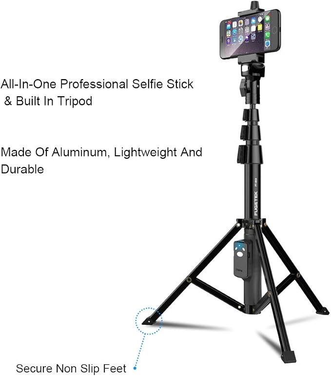 Fugetek 51" Professional Selfie Stick Tripod, 100% All Aluminum Stick & Legs