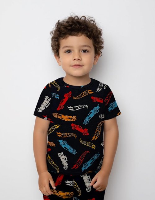 Komar Kids Hot Wheels Pajama Set - Soft 2-Piece Toddler Boys' PJs with Short Sleeve Shirt & Shorts