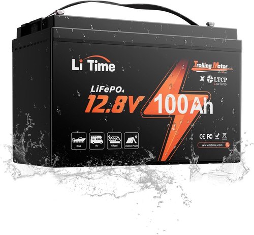 Litime 12V Lithium Battery - 100Ah LiFePO4 Trolling Motor Power | Low Temp Protection, 15000 Cycles