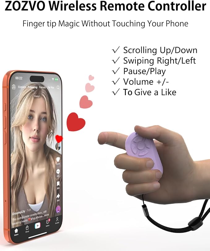 Wireless Remote Controller for iOS/Android Bluetooth Remote Control for TikTok