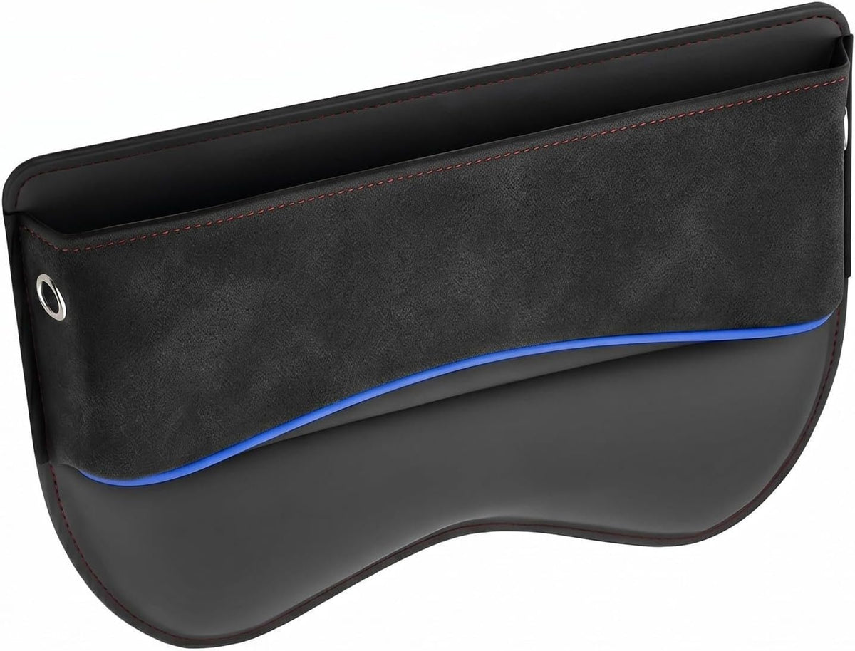 Car Seat Gap Filler Organizer, Suede Leather Auto Seat Crevice Storage Box, Vehicle Console Side Pocket Caddy for Phone Keys Coins Small Accessories Car Interior Organizer (Black)