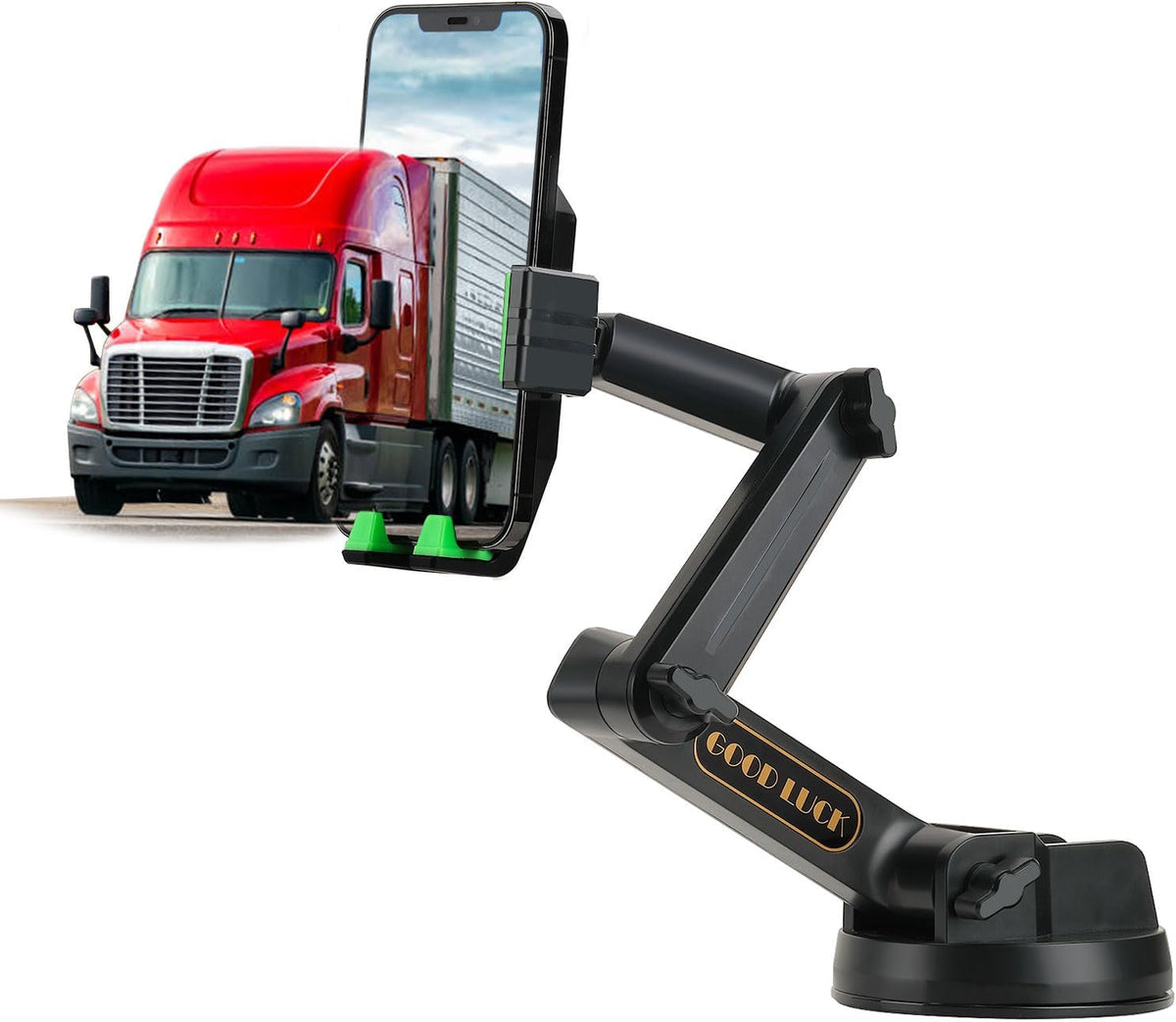 Phone Mount for Truck, Truck Phone Holder Mount Heavy Duty, Dashboard Windshield Phone Holder for Semi Truck, Suction Cup Phone Mount for Truck Accessories, Compatible with iPhone/Samsung