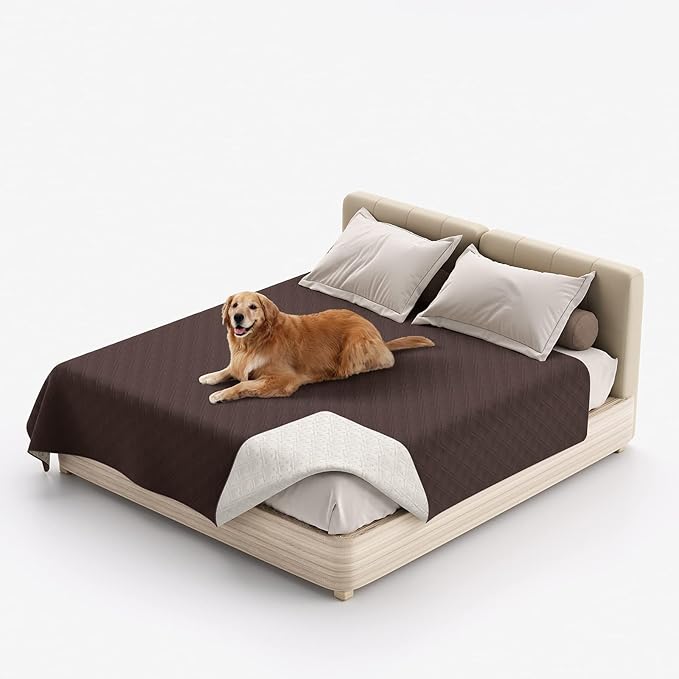 Waterproof Dog Bed Covers for Couch Protection, Water-Resistant Soft Dog Pet Blanket Anti-Slip Dog Blanket for Bed, for Furniture Bed Couch Sofa (Brown,82x102inch)