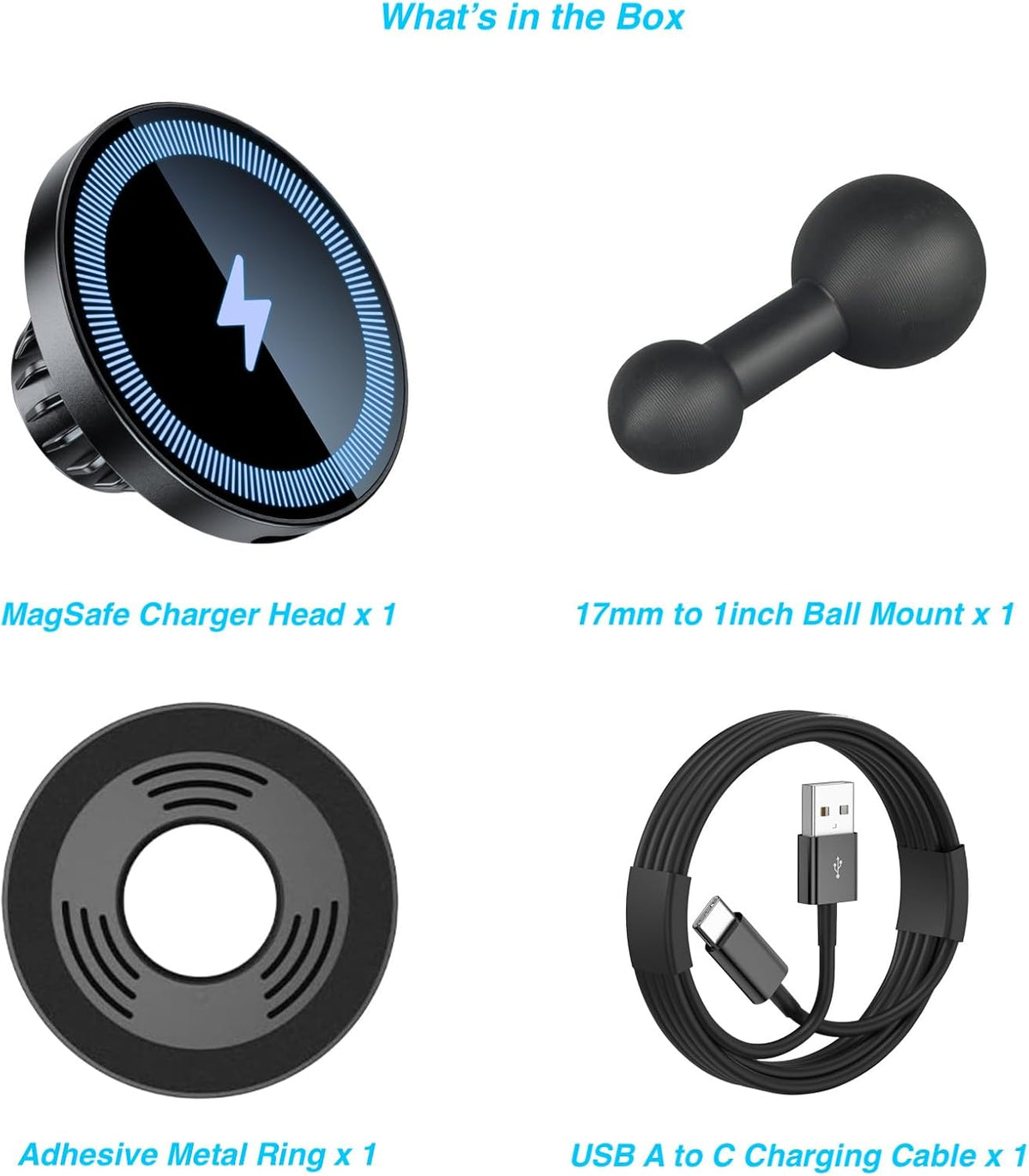 Magnetic Wireless Charging Phone Holder with 1” Ball for MagSafe