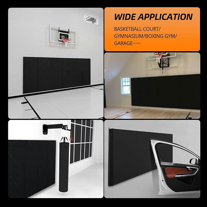 PROGOAL Gym Wall Paddings Basketball Court Wall Protection Pad - 2”Thick Foam Wall Mat Durable Protector for Wall-Mounted Basketball Hoops Garage Taekwondo（60" Lx20 W）