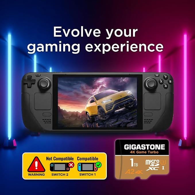 【for Switch 1 Only】 GIGASTONE 1TB Micro SD Card, 4K Game Turbo, Memory Card