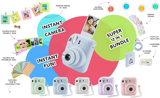 Fujifilm Instax Mini 12 Instant Camera + 60 Photo Prints + Quality Photo Value