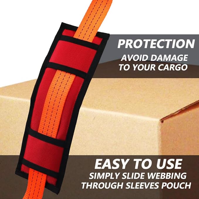 Ratchet Strap Protector Sleeve Universal Tie Down Strap Ratchet Protector for Boat, Trailers, Jetski, Waverunner Red 4 x 12 Inches–Pack of 2
