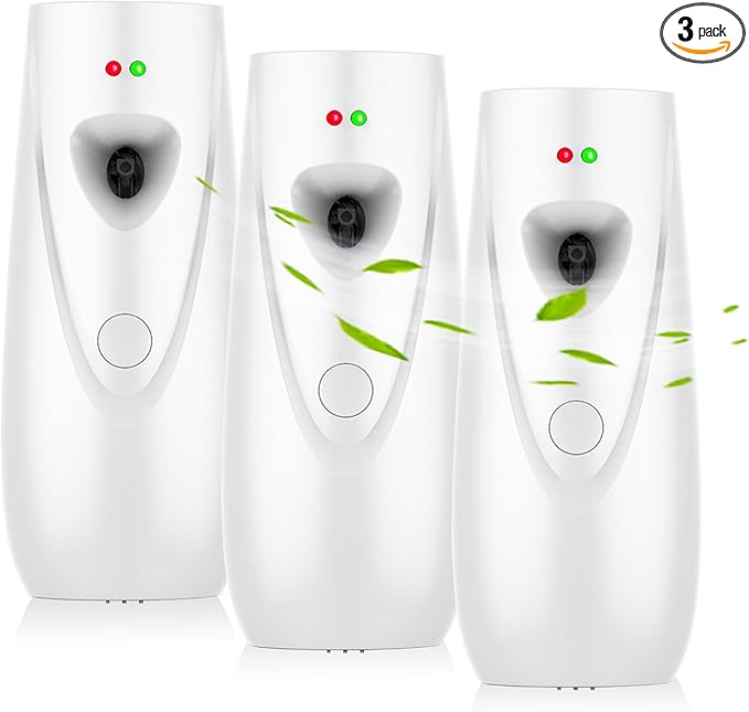 (3-Pack) Automatic Fragrance Dispenser Wall-mounted Aerosol Spray Air Freshener for Hotels, Home, Indoor, Offices, Schools, Restaurants, Commercial Place (003, White)