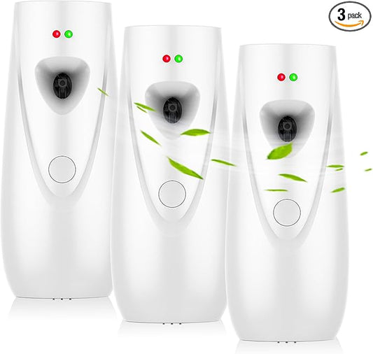 (3-Pack) Automatic Fragrance Dispenser Wall-mounted Aerosol Spray Air Freshener for Hotels, Home, Indoor, Offices, Schools, Restaurants, Commercial Place (003, White)