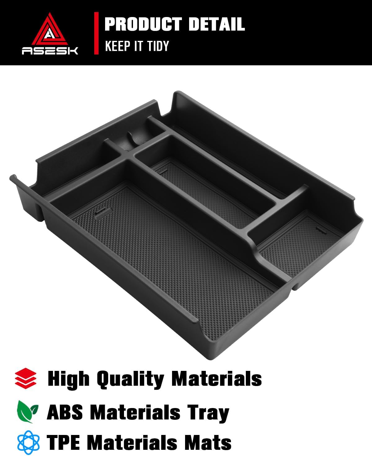 For 2019-2026 Chevy Silverado/Sierra 1500& 2020-2026 Silverado 2500HD 3500HD (Split-Bench Folding Seat) Center Console Upper Center Console Organizer ABS Materials