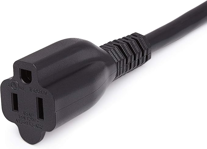 Amazon Basics Extension Cord, 10 Ft, 3 Prong Outlet Extender, Indoor, 13 Amps, 125V, Black