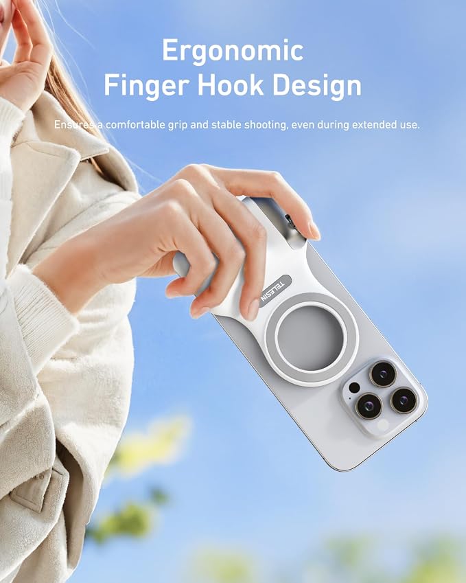 TELESIN Fun Shot Magnetic Phone Camera Grip + C03 Magnetic Selfie Light Bundle