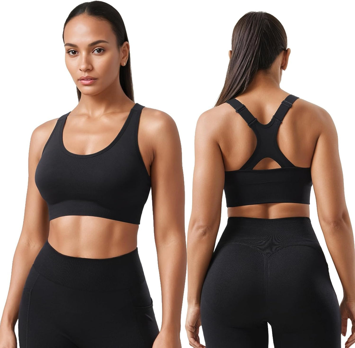 Skiennix Sports Bras for Women - High Support Racerback Design with Adjustable Straps | Padded Seamless Yoga Bra