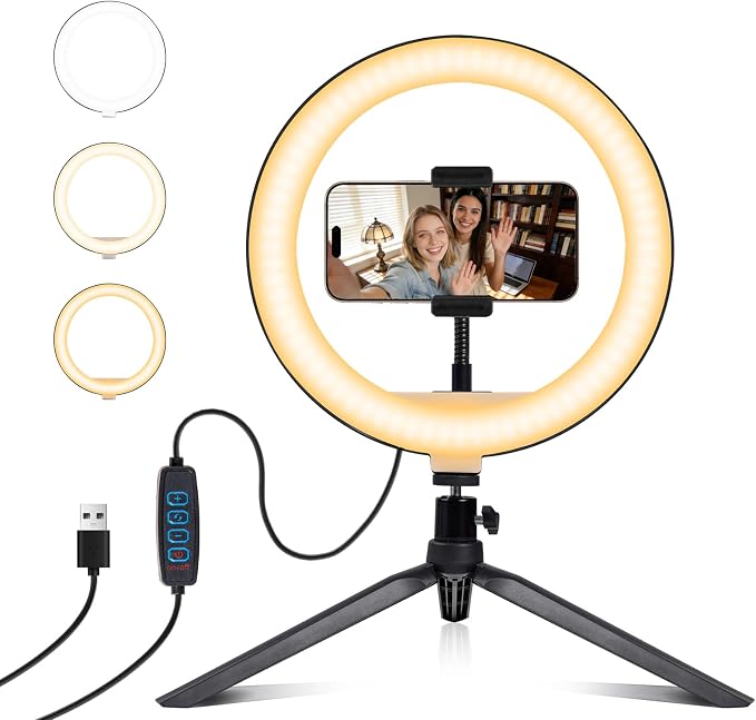 Selfie Ring Light 12" with Tripod Stand and Phone Holder, LED Ring Light