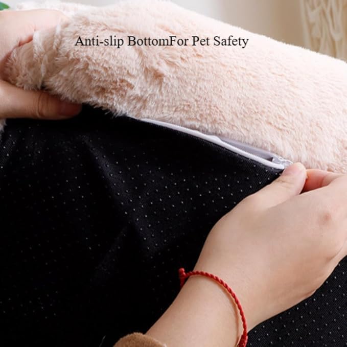 Soft Fluffy Self-Warming Cat Bed | Washable Pet Sofa for Indoor Cats & Small Dogs | Cute Princess-Inspired Kitten Couch & Puppy Bed(Light Orange,35.43''*22.05''*11.81'')