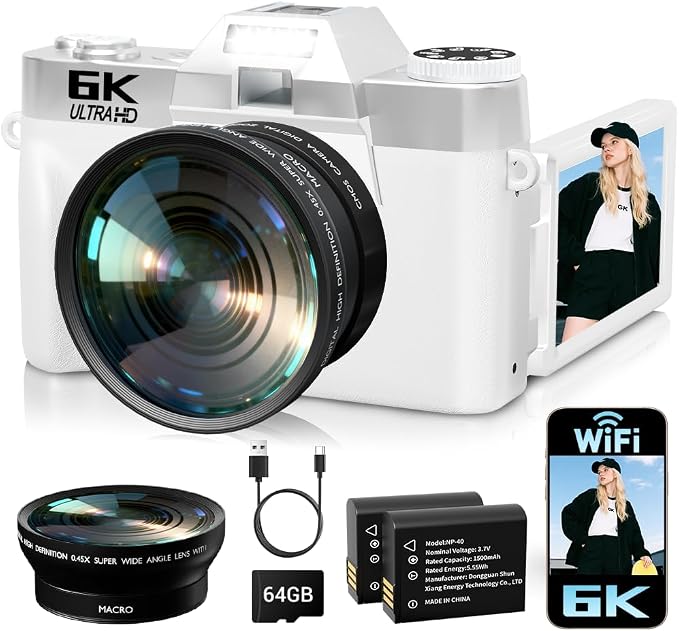 6K Digital Camera for Photography Autofocus, 2026 Upgraded WiFi Vlogging Camera