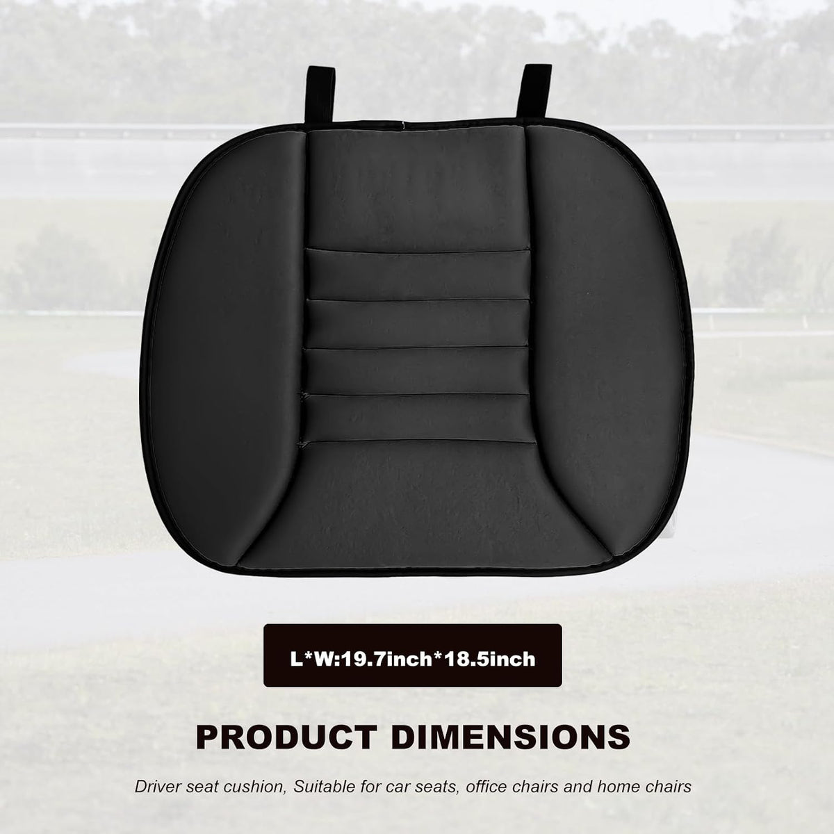 Car Seat Cushion Chair Cushions, Breathable Driver Seat Protector with 1.2" Thick Comfort Memory Foam, Non-Slip Pressure Relief Driver Seats Pillow for Vehicle Office Home (Black)