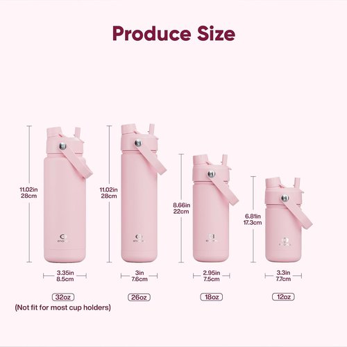 ENCOOL Insulated Water Bottle - Leak-Proof Stainless Steel with Straw | Keeps Drinks Cold for 24 Hours (26 oz, Cotton Candy)