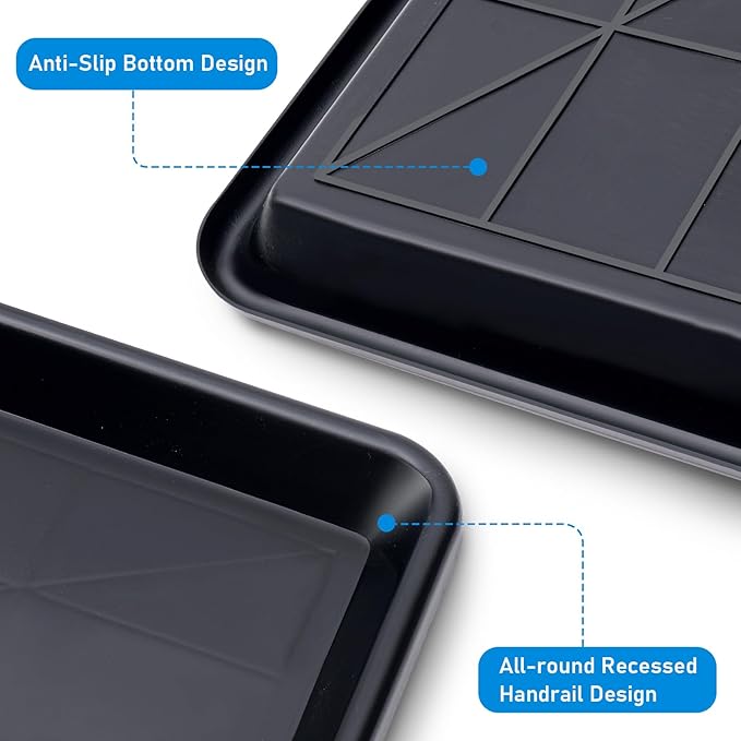 6Pcs Pcs Extra Large Oil Drip Pan,35.4 x 24 x1.5 In Auto Drip Tray Oil Change Drain Pan for Under Car Plastic Drip Tray, Fridges, Washing Machines to Keep Floor Safe and Clean With 2 Pairs of Gloves