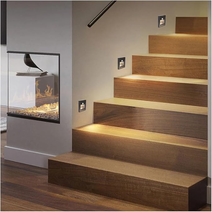 5Pcs Recessed LED Stair Light 3W 3000K Step Light Motion Sensor Night Lighting Wall Light Staircase Lamp Inside Staircase Bedroom Decoration Silver